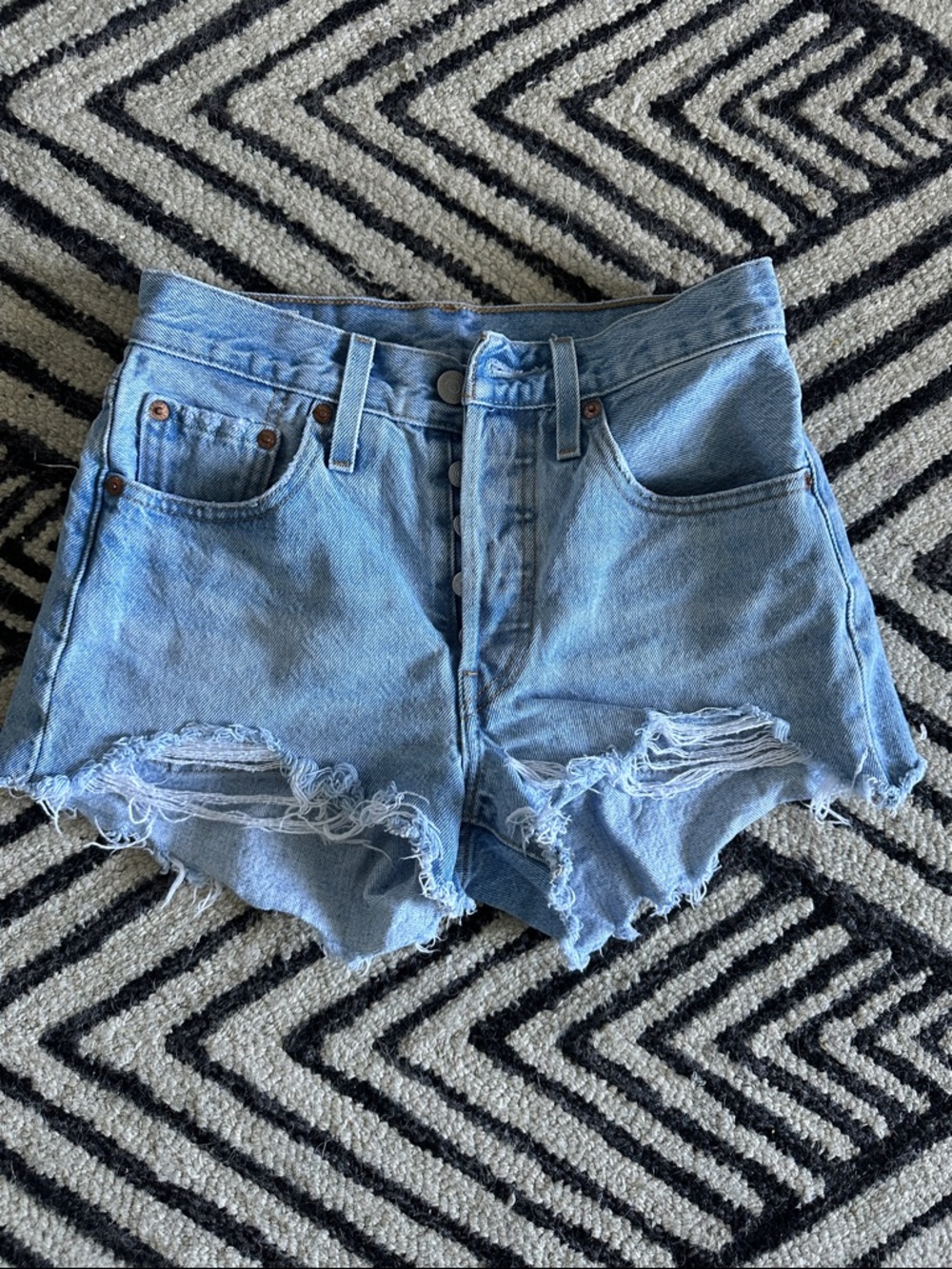 Levi’s 501 Classic Distressed High-Rise button fly Denim Shorts